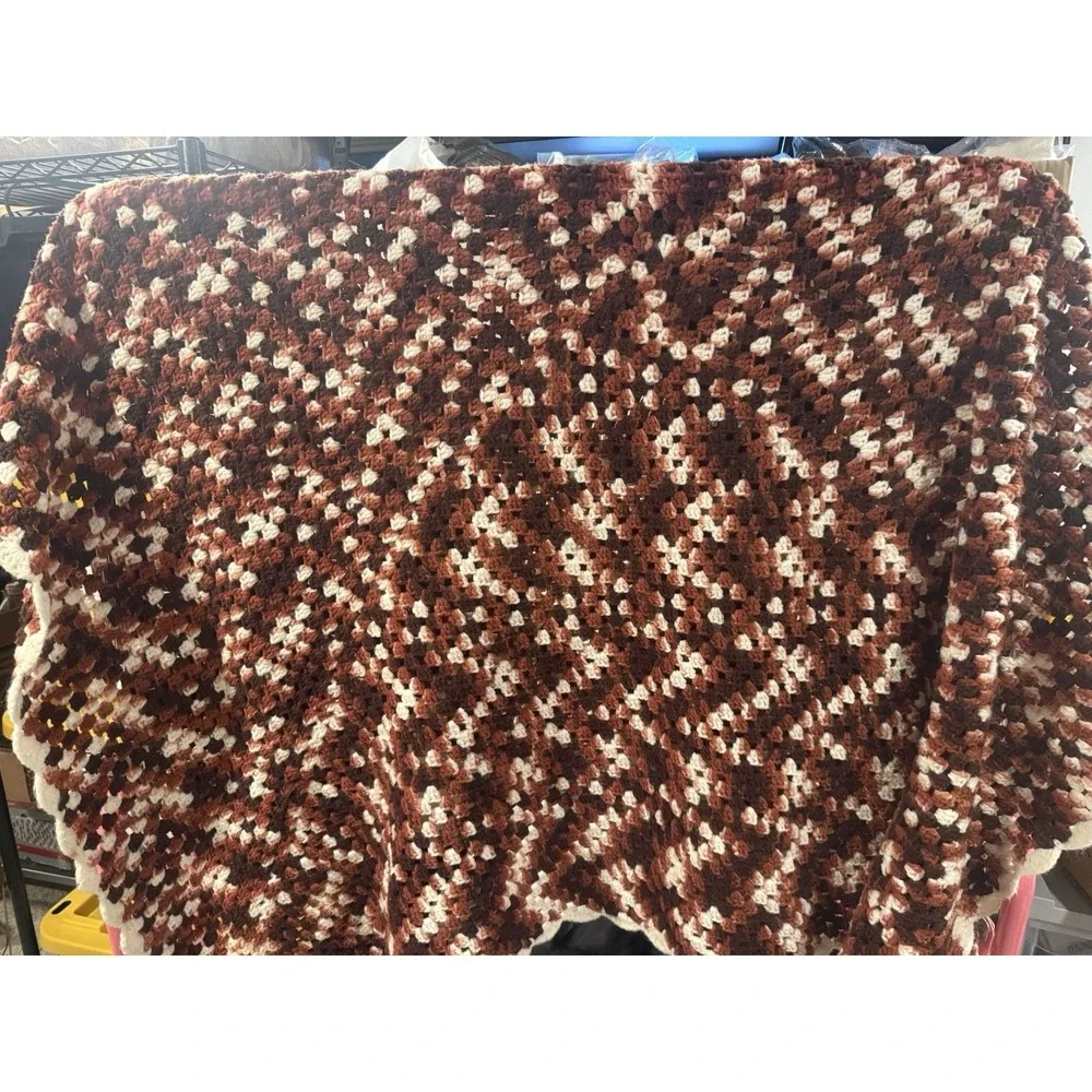 Vintage Handmade Crotchet Afghan Blanket Knit Throw Whimsy Cottage‎ 64
